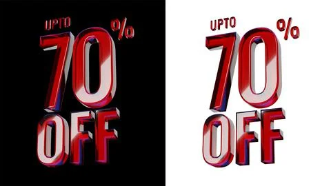 UPTO 70% OFF. 3D Glossy Red Glass text in Black and White Background Stock Illustration