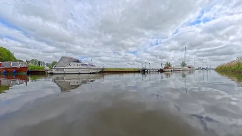 Upton Dyke, a small mooring off the River Bure, Norfolk Broads Video stock 309834238