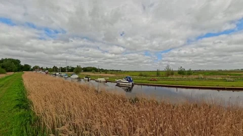 Upton Dyke, a small mooring off the River Bure, Norfolk Broads Stock-Footage 309834583