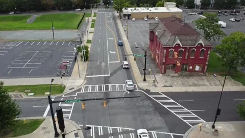 UPTOWN STREET SCOPE DOWNWARDS  Stock Footage 159828562