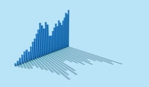 Uptrend bar chart on blue background, with copy space. Stock Illustration