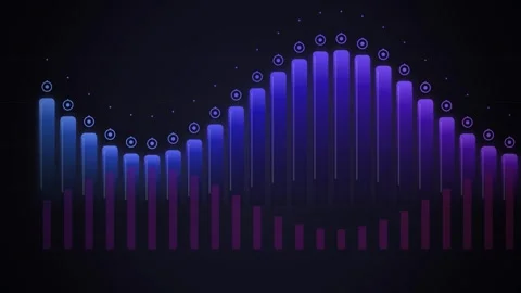 Uptrend Bar Chart with Data Points and Gradient Colors on Dark Background Stock Footage 346660613