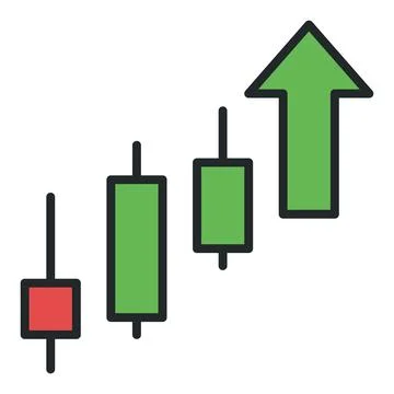 Uptrend Candlestick Chart vector colored icon or sign Stock Illustration