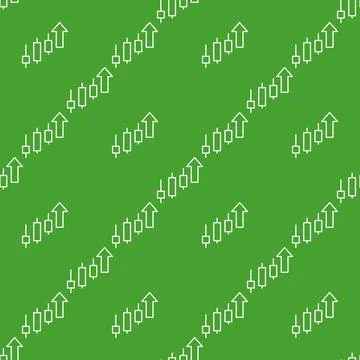 Uptrend Candlestick Chart vector seamless pattern in outline style Stock Illustration