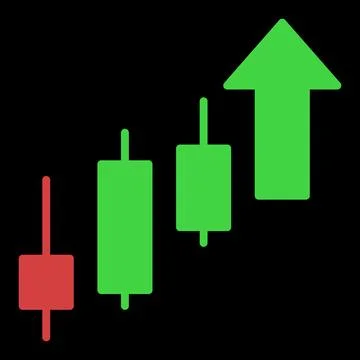 Uptrend Candlestick Chart vector Trading colored icon or sign Stock Illustration