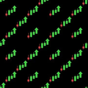 Uptrend Candlestick Chart vector Trading colored seamless pattern Stock Illustration