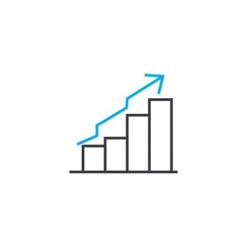 Uptrend chart vector thin line stroke icon. Uptrend chart outline illustration Stock Illustration