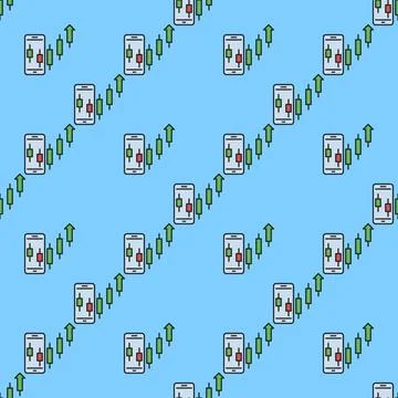Uptrend crypto formation on Smart Phone Screen vector mobile trading colore.. Stock Illustration