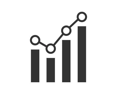 Uptrend graphic chart icon. Simple flat design shows growth and progress. U.. Illustrazione stock