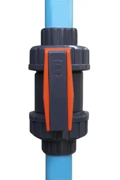 UPVC pipe open and close water valve on a white background for the selection Stock Photos