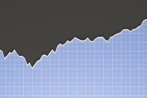 Upward Area Chart on Blue Grid Background with Shadow Fill Stock Illustration