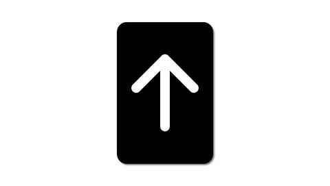 Upward arrow on black rectangle with white background. Ilustración de archivo