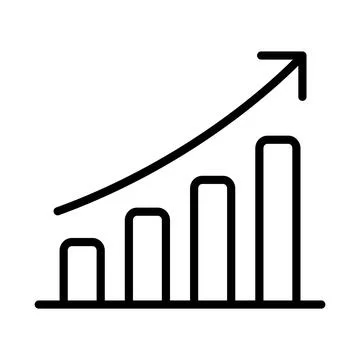 Upward Arrow Growth Statistics Line Icon Isolated Vector Illustration Stock Illustration