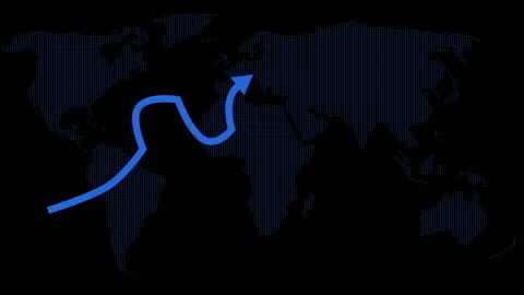 Upward arrow over world map showing global growth success and rising busine.. Stock Footage 337176015