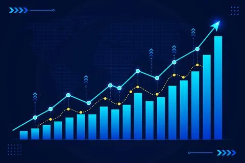Upward Arrows on Dark Background Featuring World Map Overlay Representing G.. 스톡 일러스트