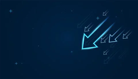 The upward arrows on the dark grid background emphasizes the neon blue arro.. Stock Illustration