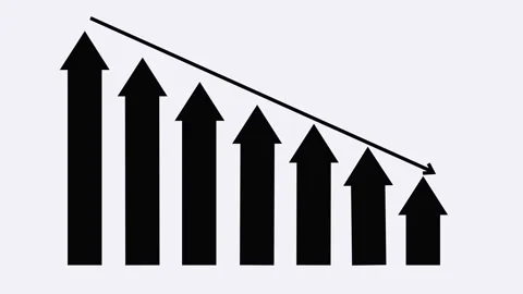 Upward Arrows with Downward Trend Line Animation, Flat Minimal Business Gra.. Stock Footage 310201892