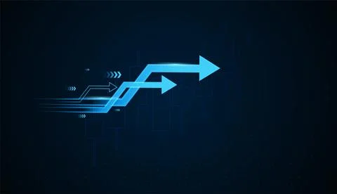 Upward arrows in light blue suggest strong business and finance growth vect.. Illustrazione stock
