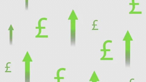 Upward arrows moving up with British Pound currency symbols Stock Footage 315163553