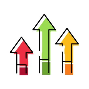 Upward arrows showing progress, growth and development 库存插图