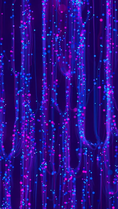 Upward big data neon line flow. Abstract digital data stream of quantum Stock Footage 347834484