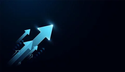 Upward blue arrow array with glow effects captures innovation, growth, and .. Stock Illustration