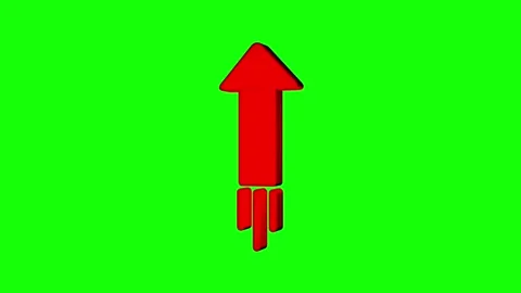 Upward boost red 3d arrow animation with rocket effect on green screen Stock Footage 314510466