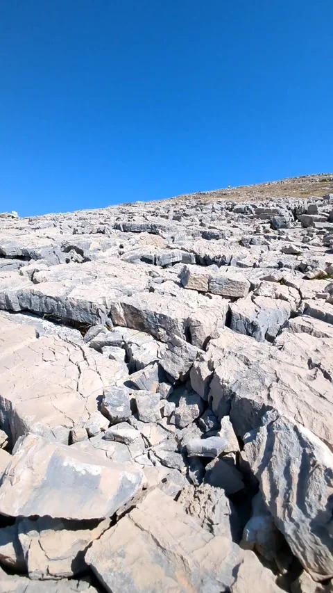 Upward camera movement over rocky mountain slope in Croatia Stock Footage 342646037