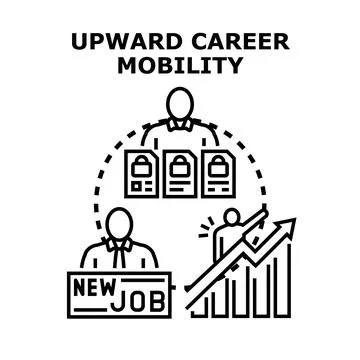Upward career mobility progressing through new job Stock Illustration