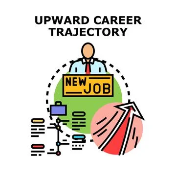 Upward career trajectory progress achieving new job Stock Illustration
