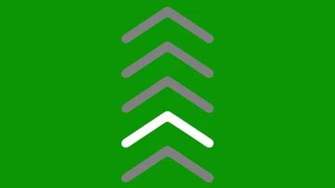 Upward chevron arrows animating smoothly upward on green screen. Video stock 334701311