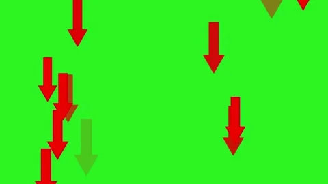 Upward to down flying arrow animation isolated on green background Stock Footage 337187841