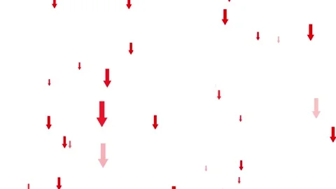 Upward to down flying red arrow animation isolated on white background Stock Footage 336945372