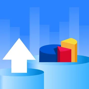 Upward growth and data analysis vector illustration Illustrazione stock