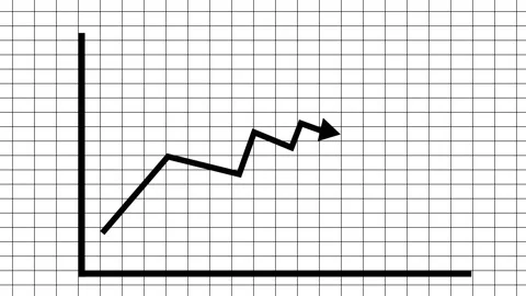 Upward line chart with arrow growth progress and a rising business or finan.. Stock Footage 337176527