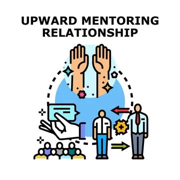 Upward mentoring relationship concept presenting professional development Stock Illustration