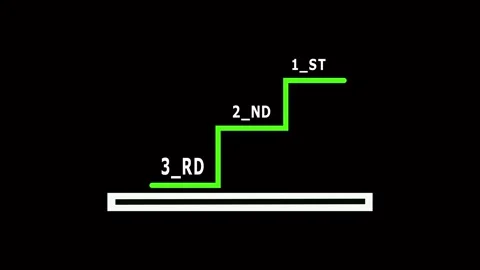 Upward mobility and growth chart. Green neon steps animation showing achiev.. Stock Footage 321392402