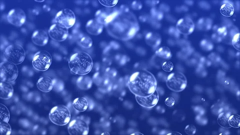 Upward moving air bubbles on blue background Video stock 247149137