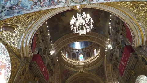 Upward Pan of Baroque Interior in Granada Basilica Stock Footage 336025255