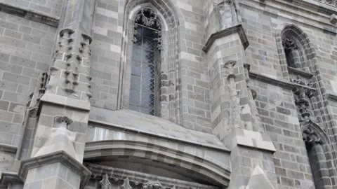 Upward Pan Capturing the Historic Clock Tower of the Black Church Stock Footage 327386237
