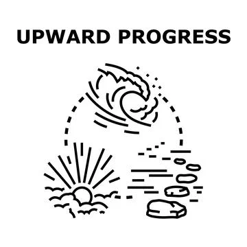 Upward progress concept with natural elements illustration Stock Illustration