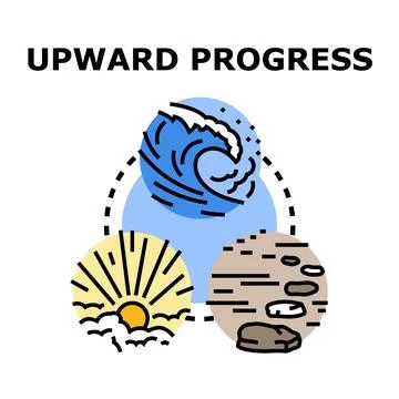 Upward progress concept with natural elements illustration Stock Illustration
