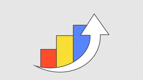 Upward progress on the infographic bar chart icon in a cartoon animation. Stock Footage 315000230