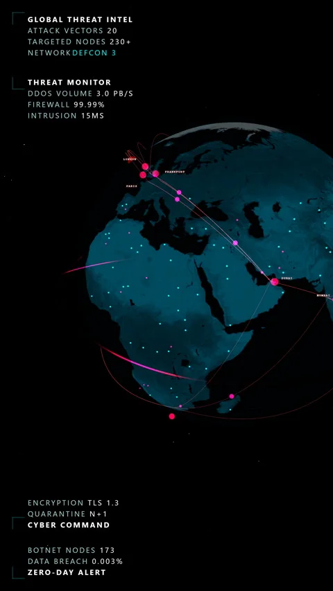 Upward sweep charting a vertical cyber-security hologram, Vertical 9:16 4K Stock Footage 339091575