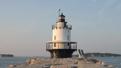 Upward track of a lighthouse Stock Footage 94435432