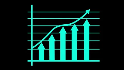 Upward Trend Bar Chart Animation on Black Background Video stock 309885009