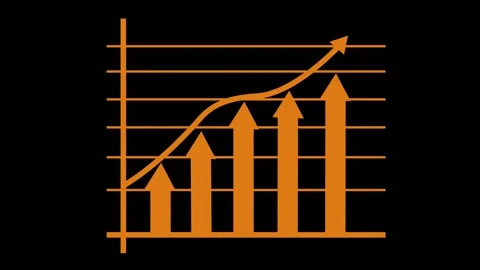 Upward Trend Bar Chart Animation on Black Background Stock Footage 309885026
