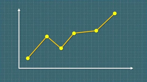 Upward trend line with dots on graph paper for business Видео 286979456