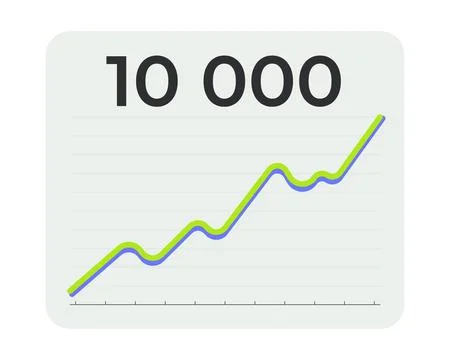 Upward trend line graph flat UI data visualization element Illustrazione stock