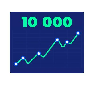 Upward trend line graph neon dashboard UI element Stock Illustration